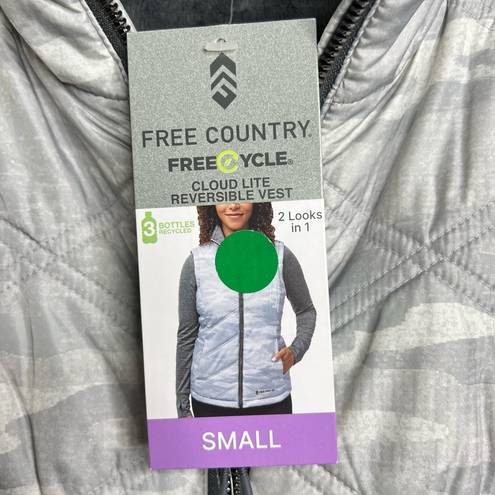 Free Country  Cloud Lite Reversible Vest Women’s Small Zip Up silver Gray New!