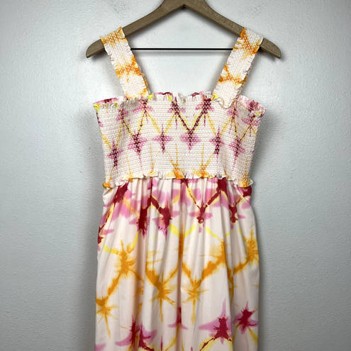 Rails  Midi Dress Size XL Rumi Tie Dye Smocked Viscose Cotton Blend Boho Lined