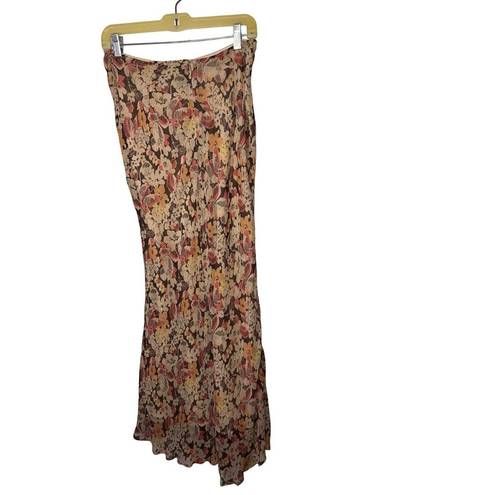 Polo  Ralph Lauren Floral Midi Bias Skirt in Fall Floral Brown 2 Womens Chiffon