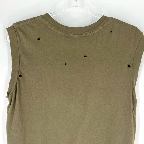 n:philanthropy  Distressed Pocket Tank Olive Green S