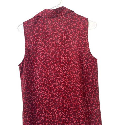 Equipment Femme Size M Red Button Down Sleeveless Blouse Floral