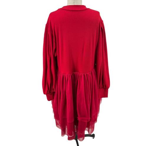 Krass&co Ivy City . Short Cosette Dress in Red Tulle Plus Size 2X