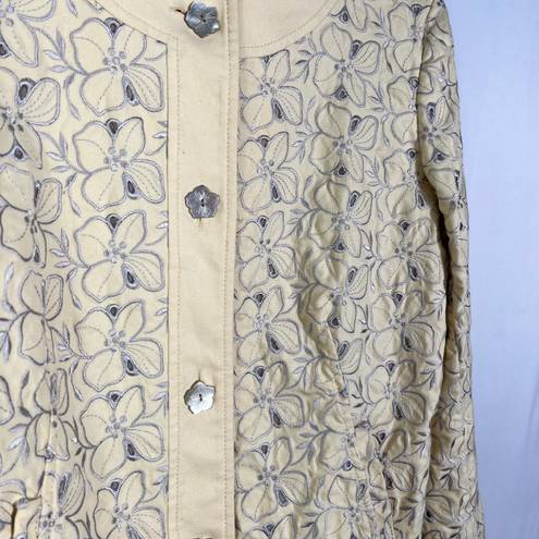 Doncaster Sport Yellow Floral Perforated Button Front Blazer Jacket Size 6 Coat