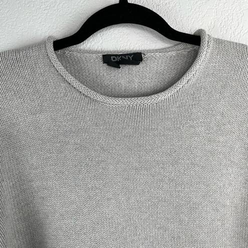 DKNY  Light Gray Rounded Crew Neck Heavy Sweater Oversized Large