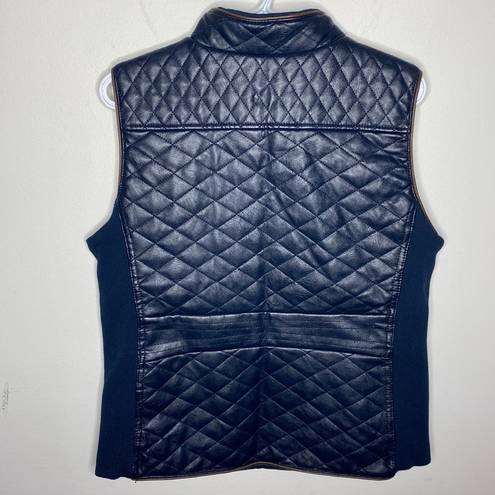 FATE. navy faux leather quilted zippered vest with pockets size L