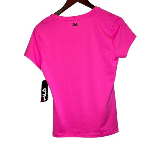 FILA NWT  Sport Size M Sudden Pink Tee Trudry Mesh Panels Flat Seams Stretch