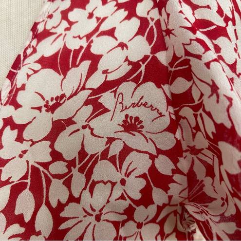 Burberry  London 100% silk midi floral logo dress made  italy sz 10 RARE PRINT .