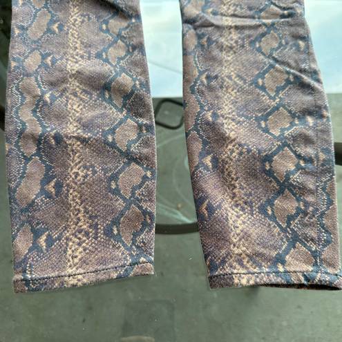 L'AGENCE L’AGENCE Margot High Rise Cropped Skinny Python Snake Print Jeans Brown 25 NWOT