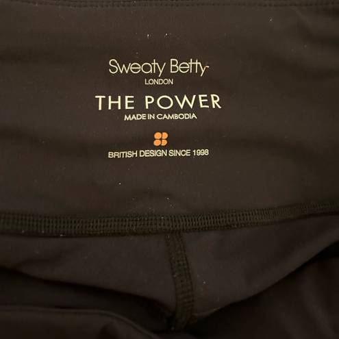 Sweaty Betty  London Power Leggings 7/8 Black Red Blue Strobe Pocket Size Small