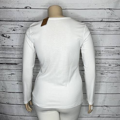 Krass&co G.H. Bass & . NWT Size XL White Long Sleeve V-Neck Core Knit Top Shirt