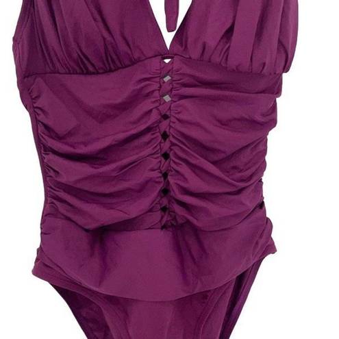 Bleu Rod Beattie  Womens Halter Twister Mio One-Piece Swimsuit Cherry Wine Size 4