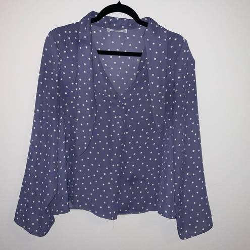 Mango - purple polka dot blouse with neck tie- Size 6