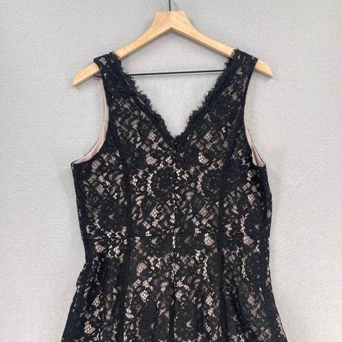 The Loft  Dress Womens 10 Black Lace Overlay Sleeveless Above Knee Dressy Formal