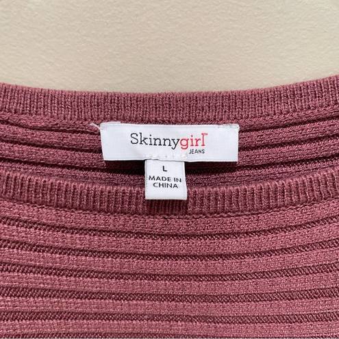 Skinny Girl  Casey Boatneck Rib Knit Sweater Mauve Dust Size Large