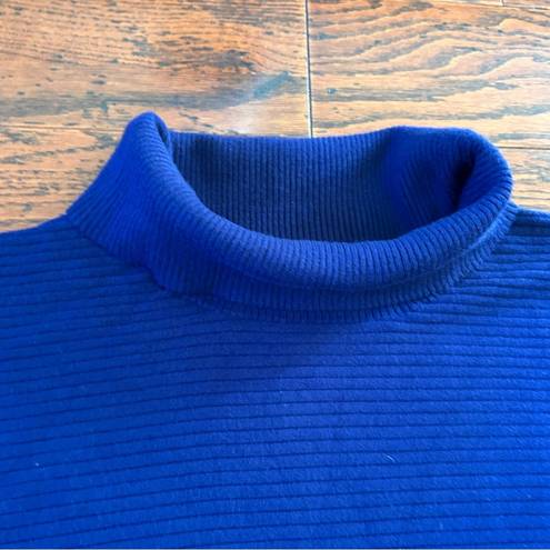 Good American  Wide Rib Crop Turtleneck Sweater in Blue Rinse Size 5XL