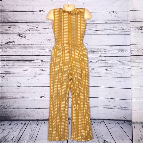 One Piece 205 Collins Size S Golden Yellow & White Geometric Print  Pant Jumpsuit