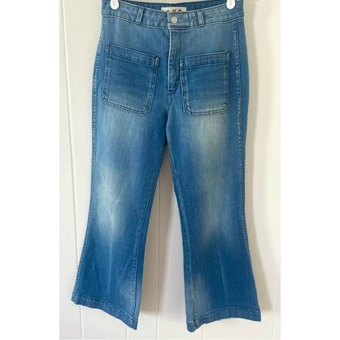 Anthropologie AMO Sailor Cropped High-Waisted Flare Jeans in First Mate Size 27