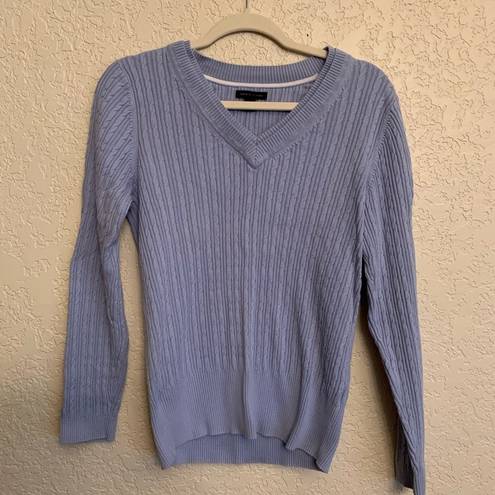 Tommy Hilfiger  V- Neck Cable Knit Sweater Lt Blue