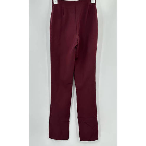 Lulus  Minding My Business High Rise Split Hem Pants Womens Sz XS Burgundy Red