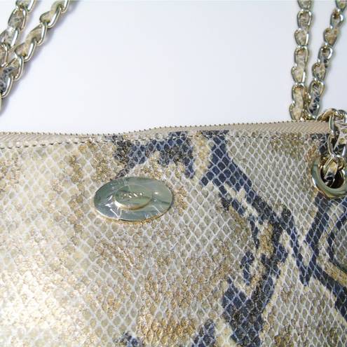 DKNY NEW  Gold Python Snakeskin LEATHER HANDBAG Shoulder Crossbody Chain Purse