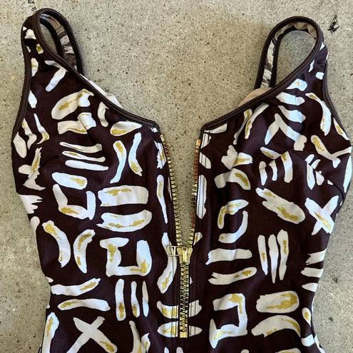 La Blanca Vintage Zip Up One Piece Swimsuit