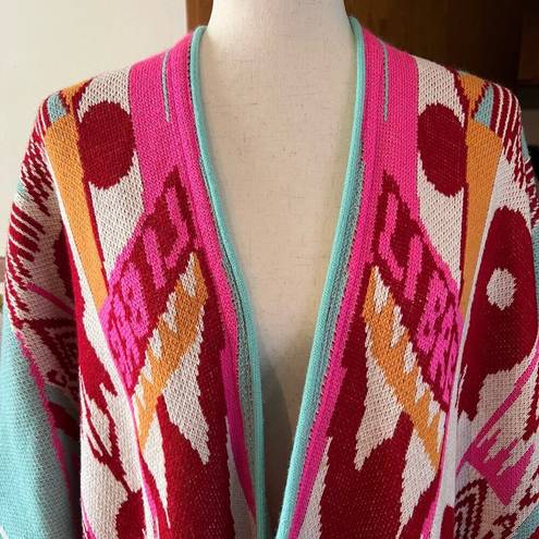 PAY'S | PPAAYYSS Boho Western Poncho "Caravan of Flight" Blue Pink Red One Size Size M