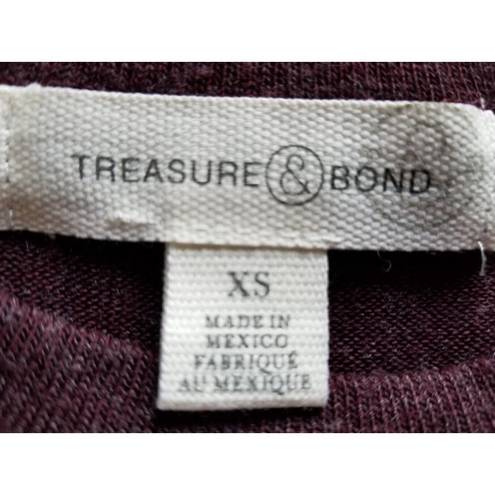 Treasure & Bond  Curved Hem Long Sleeve Burgundy Gray Ombre T-Shirt Womens Sz XS