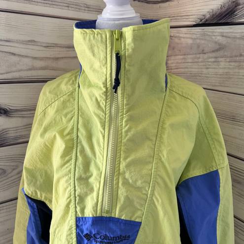 Columbia Vintage  Lime & Blue Quarter Zip Windbreaker Jacket