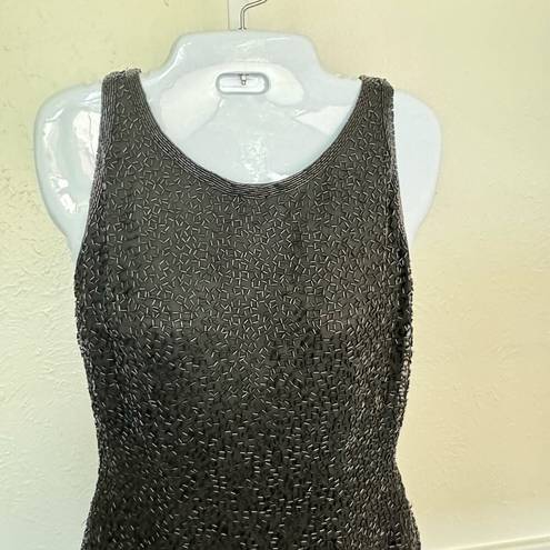 Oleg Cassini BLACKTIE by  Black Beaded sleeveless racer back dress SZ 4 GORGEOUS!