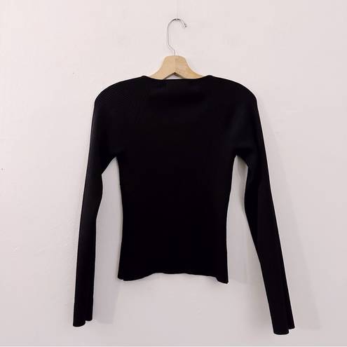 Oak + Fort  Square Neck Sweater Top Ribbed Black