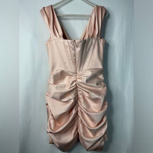 House Of CB  Coraline Blush Pink Corset Dress Size Medium Satin