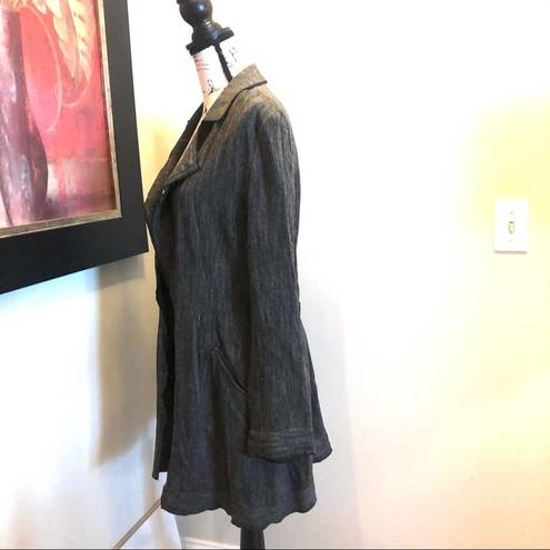 J.Jill  Wool Linen Cardigan Open Front Belt Black Small Workwear Wool Linen