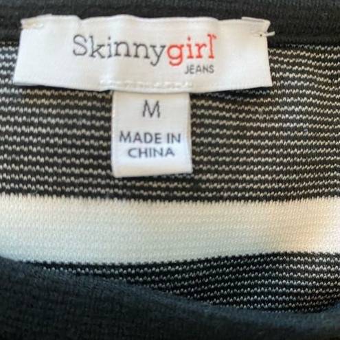 Skinny Girl  Women’s Black/White Pullover Elbow Split Sleeve Top Sz M