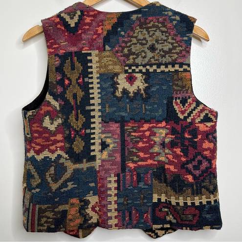 Coldwater Creek VTG  Southwest Aztec Style Vest Open Front Tapestry Boho Medium