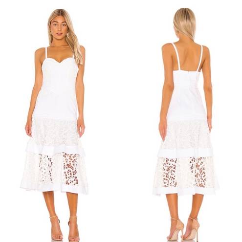 Alexis  Harlowe Lace Tiered Midi Dress in White Sz XS