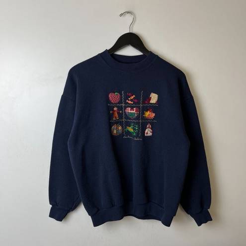 Urban Outfitters Vintage Autumn Colors Crewneck Sweatshirt Blue Medium M