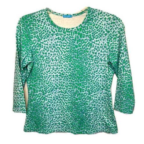 J. McLaughlin  Catalina Cloth Signature Tee in Vibrant Leopard Print Sz L