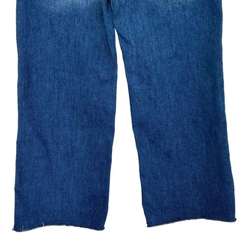 Sneak Peak  JRS SZ 11/W30 Wide Leg Jeans Belted Frayed Hems Stretch Hi-Rise Blue