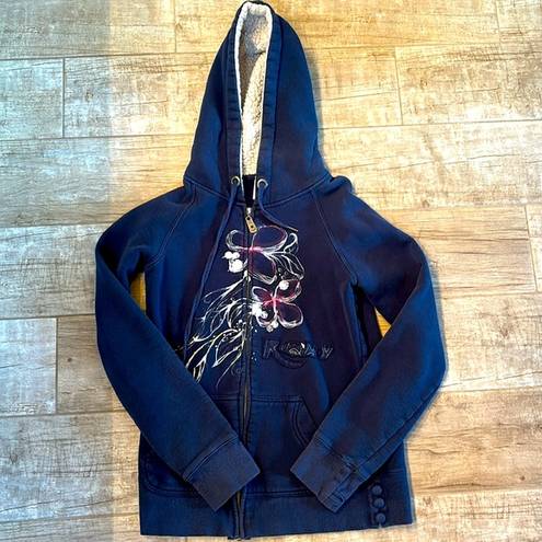 Roxy blue hoodie zip up with lining