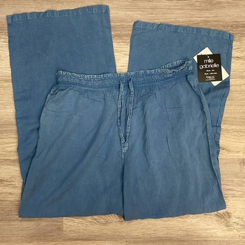 Mlle Gabrielle NWT  Light Blue Elastic Drawstring Waist Pull On Pants Size XL