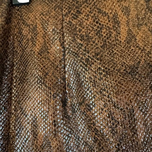 Mango MNG By  Brown Faux Leather Snakeskin Print Mini A-Line Skirt Women Sz S