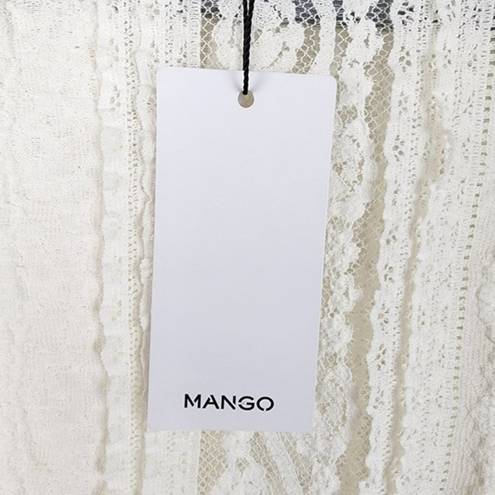 Mango  MNG Cream Lace Semi-sheer Ruffles Top Blouse  Size S