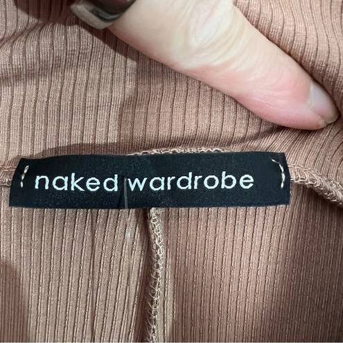 Naked Wardrobe Size XS Snatched Down Leggings Tan Ribbed V Cut High Rise NEW