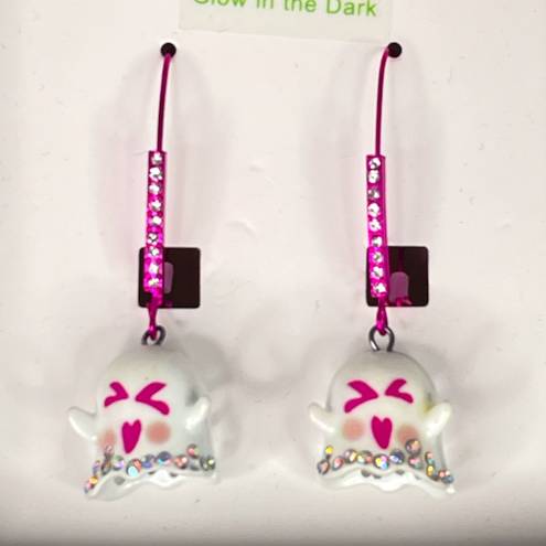 Betsey Johnson  Ghost Glow in the Dark Dangle Earrings White Pink