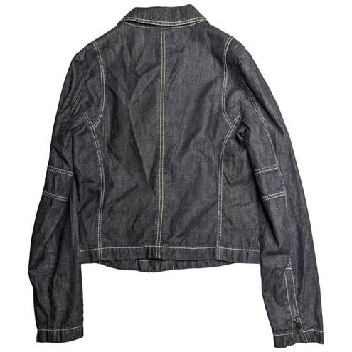 Krass&co Bootheel Trading  Sheryl Crow Dark Wash Denim Offset Zip Motorcycle Jacket S