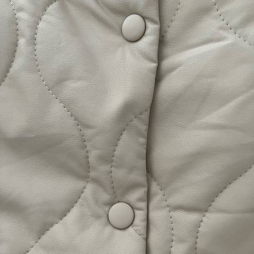 Marc New York  Andrew Marc Faux Leather Quilted Jacket | Beige Cream | Medium