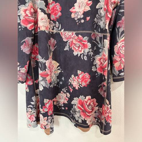 Solitaire Brown Floral Open Cardigan NWOT