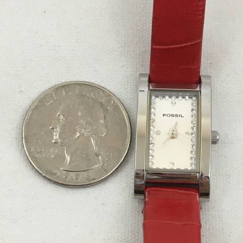 Fossil Vintage  Red Leather Strap Watch