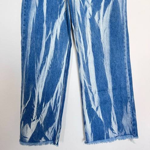 Pretty Little Thing  Women's Mid Blue Wash High Waist Tie Dye Wide Leg Jeans size