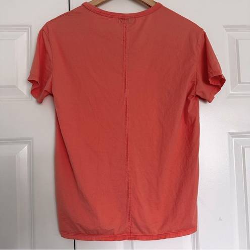 AG Adriano Goldschmied  | Coral Pink Orange Short Sleeve Shirt V-Neck | Small